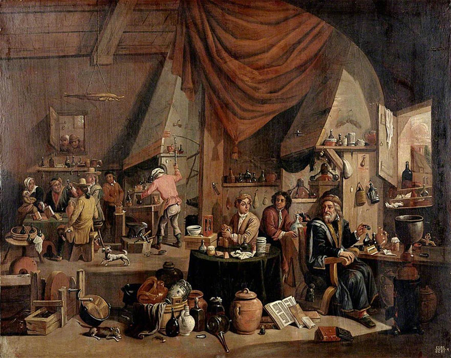 An Alchemist in His Laboratory, by a follower of David Teniers II (1610–1690)