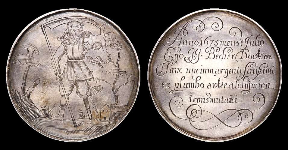 Johann Joachim Becher silver medallion
