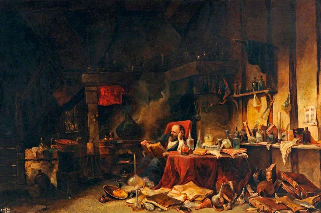 An Alchemist in his Laboratory, by Eugène Isabey (1803–1886)