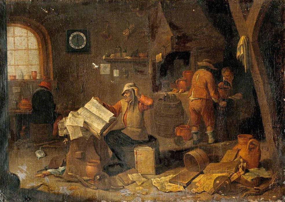 Interior with an Alchemist, by Matthieu van Helmont (16231679) 