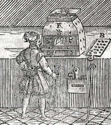 An engraving showing such a furnace in action