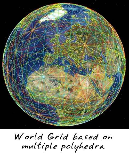 World Grid based on multiple polyhedra