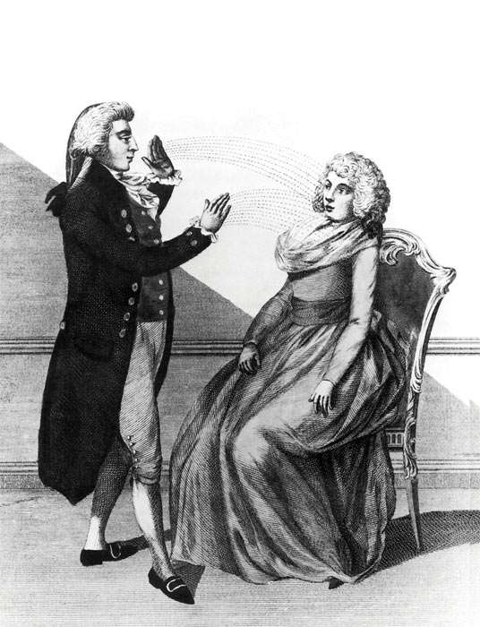 The Operator Inducing a Hypnotic Trance, engraving after Dodd, 1794. Plate from Ebenezer Sibly’s book, A Key to Physic, 1794