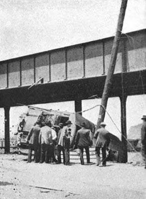 Plank in railroad girder bridge